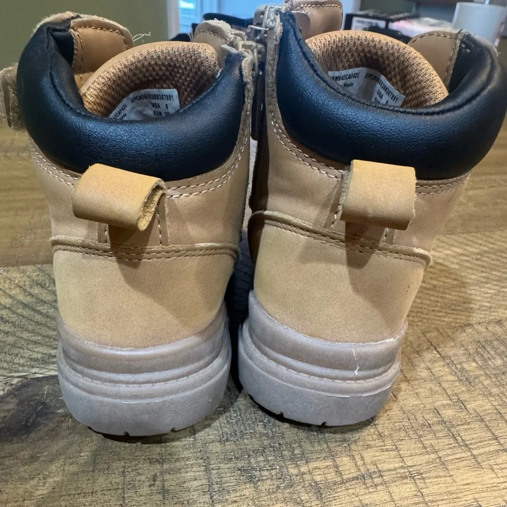 Toddler Work Boots with Easy On Velcro Straps Size 6